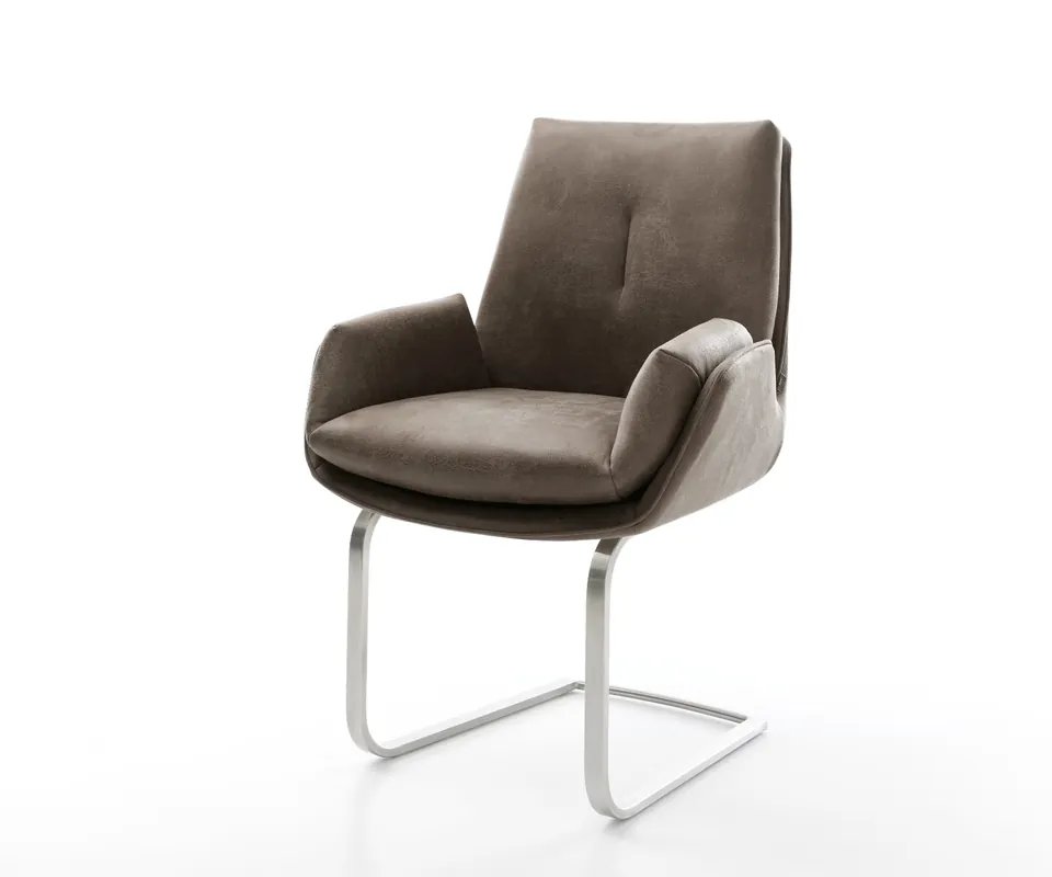 Freischwinger Clea-Flex Mikrofaser Taupe Vintage Freischwinger flach Edelstahl Jetzt Bestellen