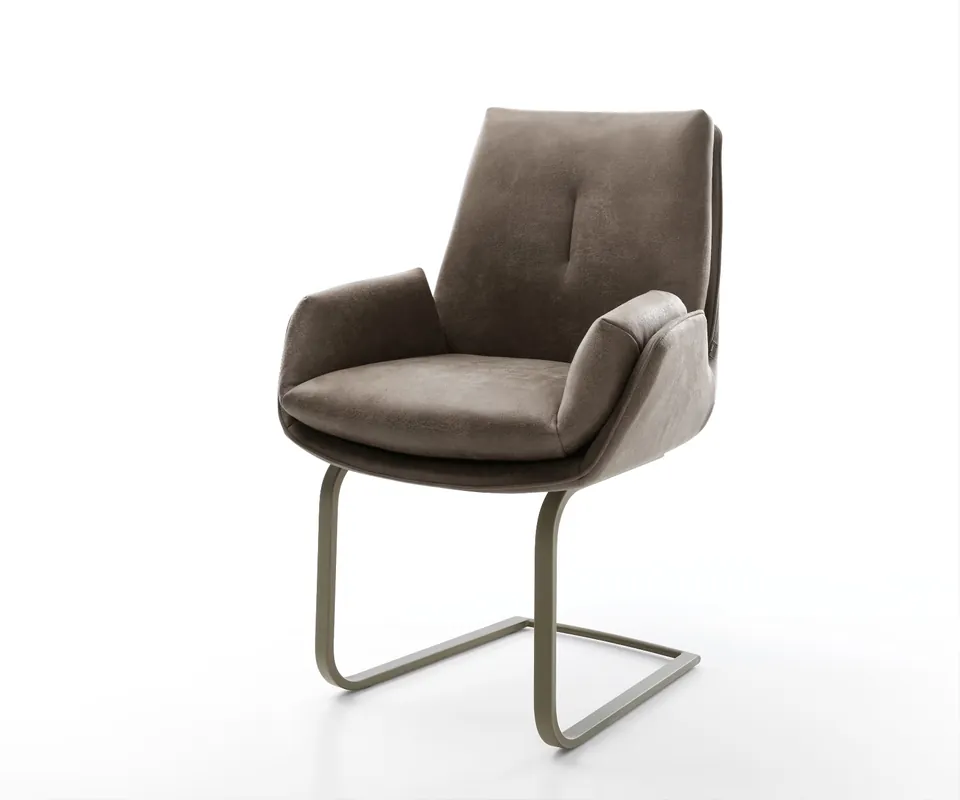 Freischwinger Clea-Flex Mikrofaser Taupe Vintage Freischwinger flach Effektfinish Titan Wochenendangebot