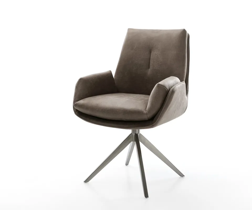 Drehstuhl Clea-Flex Mikrofaser Taupe Vintage Kreuzgestell breit Graphit 360° drehbar Wippfunktion Jetzt Bestellen