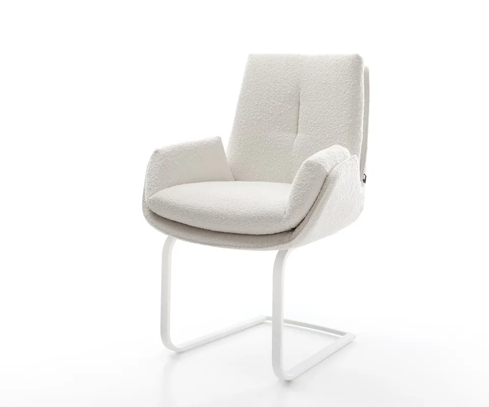 Freischwinger Clea-Flex Bouclé Creme-Weiß Freischwinger flach Weiß Versand Am Gleichen Tag