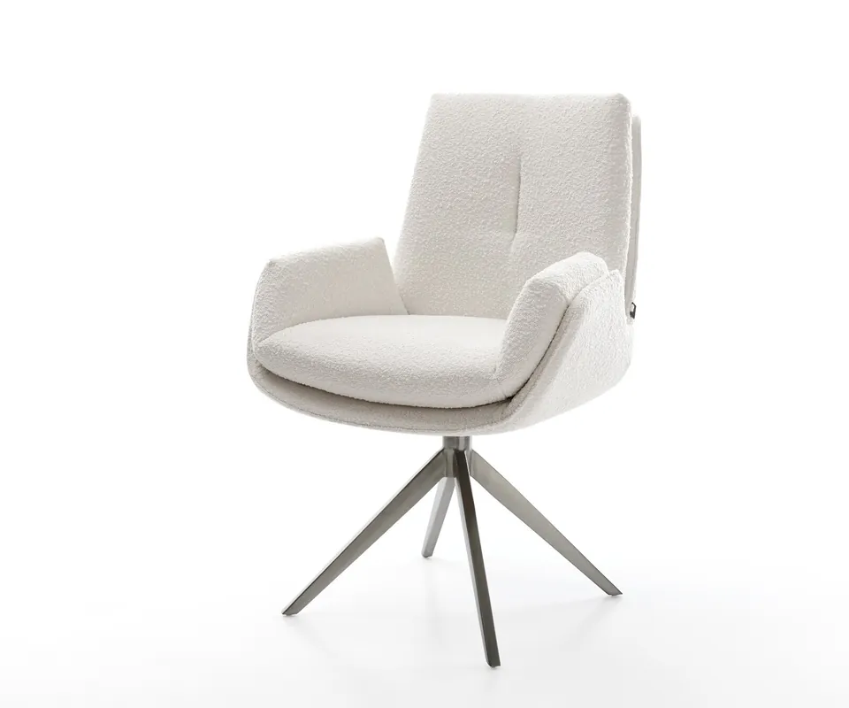 Kracherpreis Drehstuhl Clea-Flex Bouclé Creme-Weiß Kreuzgestell breit Graphit 360° drehbar Wippfunktion