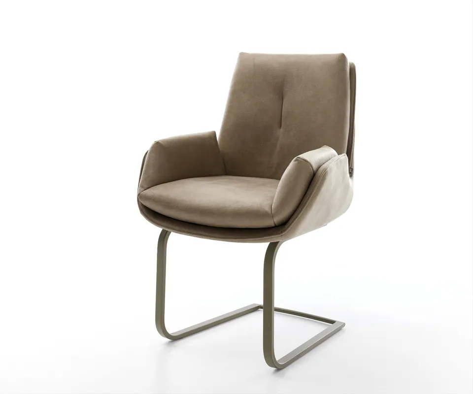 Wochenendangebot Freischwinger Clea-Flex Mikrofaser Beige Vintage Freischwinger flach Effektfinish Titan