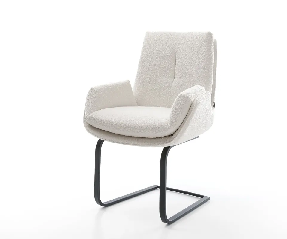 Versand Am Gleichen Tag Freischwinger Clea-Flex Bouclé Creme-Weiß Freischwinger flach Schwarz