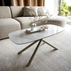 Couchtisch Edge Boot 100x50 cm Keramik Onyx Pearl Sarity Metall Effektfinish Titan Preiswert