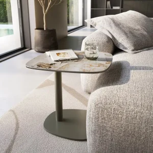 Beistelltisch Edge Boot 50x50 cm Keramik Patagonia Poliert Eleny Metall Effektfinish Titan Bestpreis