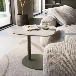 Beistelltisch Edge Boot 50x50 cm Keramik Onyx Champagne Eleny Metall Effektfinish Titan Schnäppchen