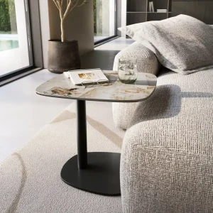 Beistelltisch Edge Boot 50x50 cm Keramik Patagonia Poliert Eleny Metall Schwarz Nur Heute
