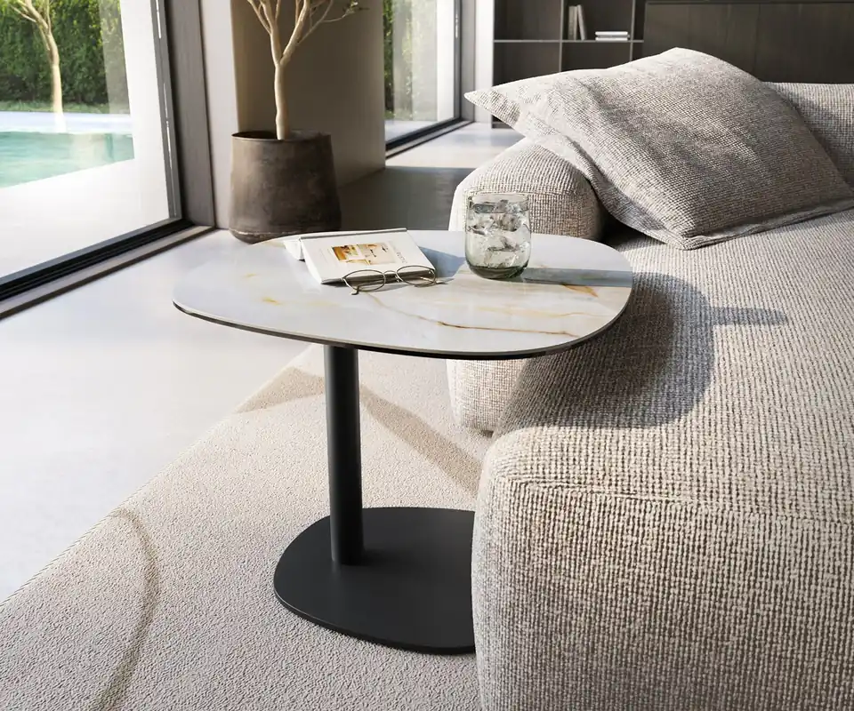 Beistelltisch Edge Boot 60x60 cm Keramik Onyx Pearl Eleny Metall Schwarz Sale