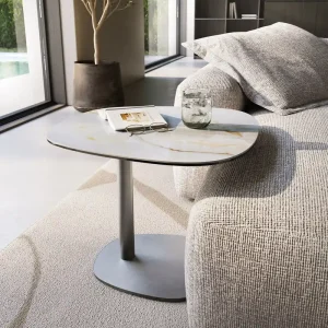 Beistelltisch Edge Boot 60x60 cm Keramik Onyx Pearl Eleny Edelstahl gebürstet Top-Preis