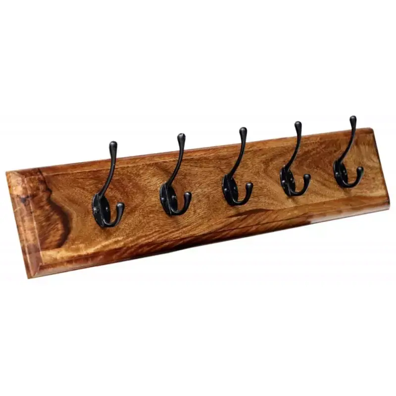 Wandgarderobe mit 5 Haken Jali 80x15x2,5 aus indischem Sheesham-Massivholz Abverkauf