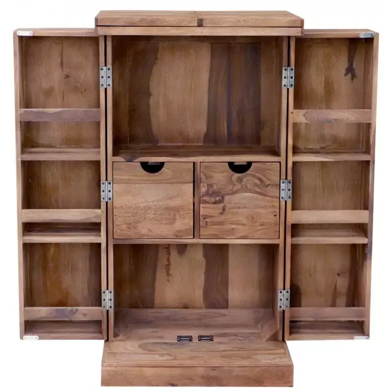 Online Kaufen Aufklappbarer Barschrank 55x100x40 aus indischem Sheesham-Massivholz
