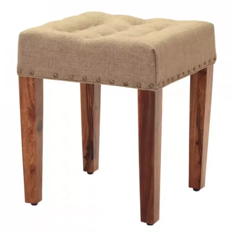 Must-Have Hocker mit Bezug 40x45x40 aus Sheesham-Massivholz