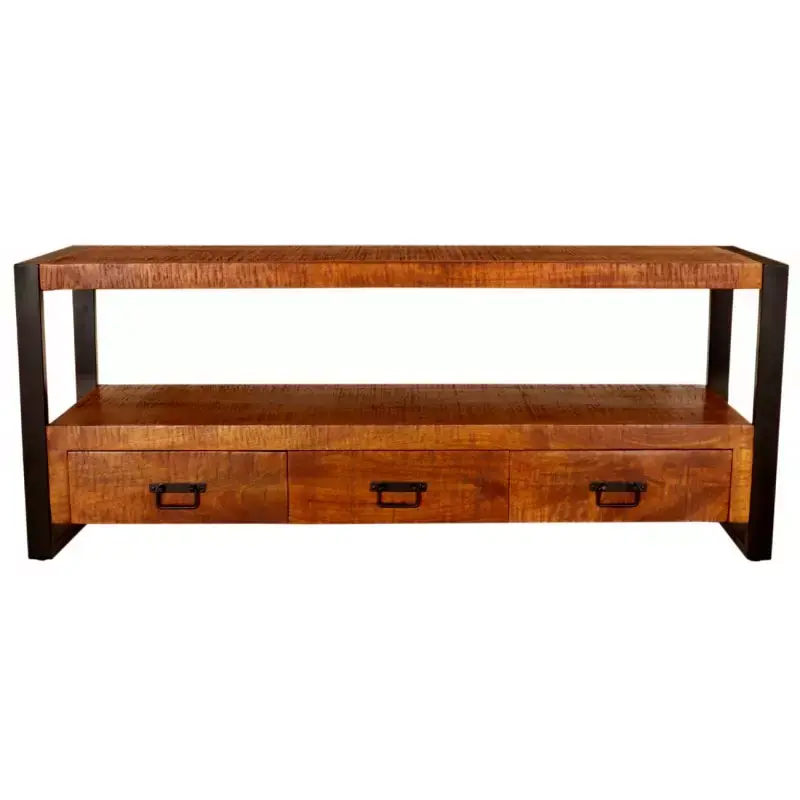 Fernsehtisch Retro 150x60x45 aus indischem Mango-Massivholz Neu Im Sortiment