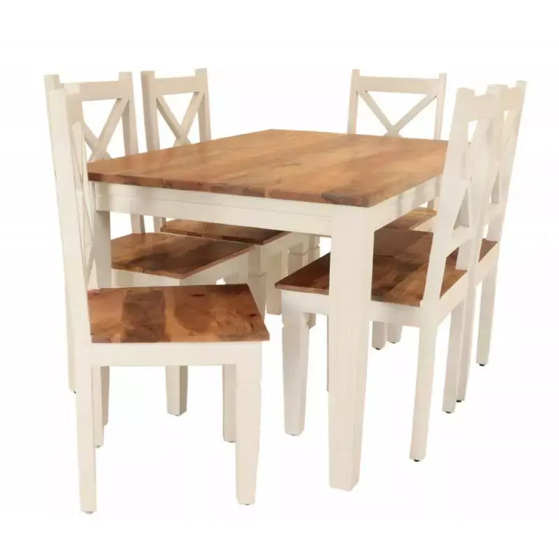 Sale Esszimmerset Retro für 6 Personen aus Mangoholz