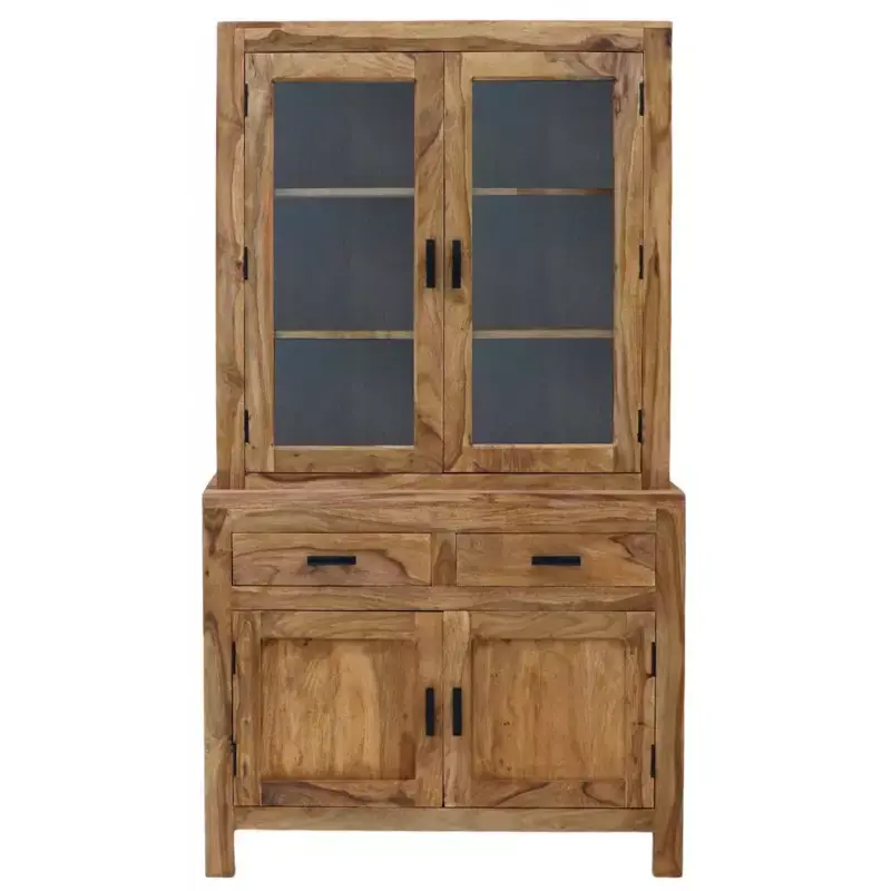 Expressversand Vitrine Rami 100x180x50 aus indischem Sheesham-Massivholz