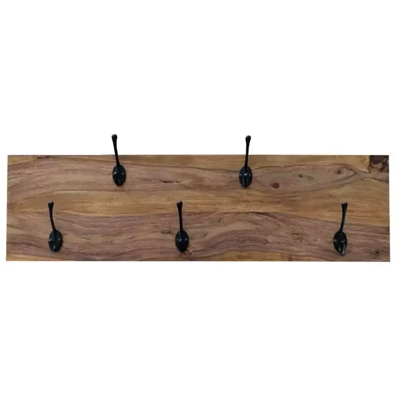 Wandgarderobe mit 5 Haken 90x25x2,5 aus indischem Sheesham-Massivholz Neue Ware