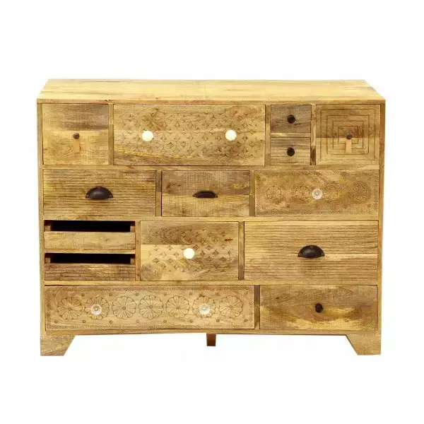 Garantierte Lieferung Kommode Manu 115x90x45 aus Mangoholz