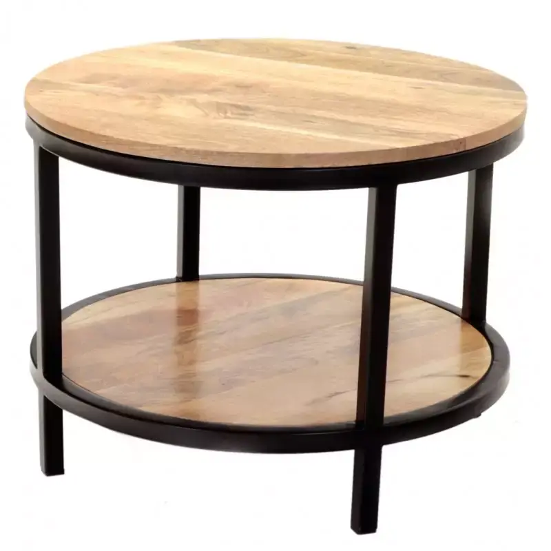 Garantierte Lieferung Runder Couchtisch Retro 60x45x60 aus Mangoholz