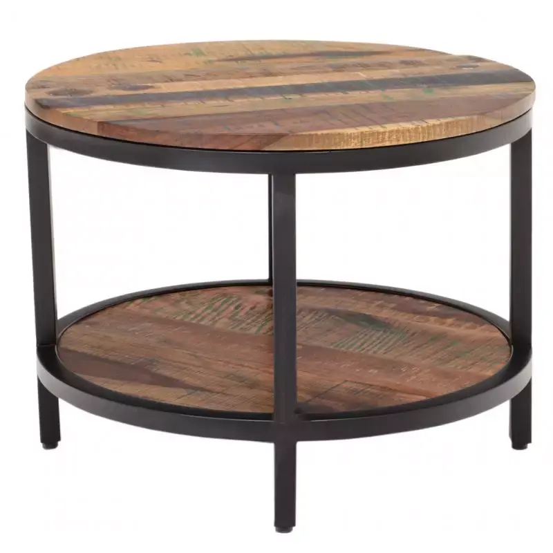 Runder Couchtisch Retro 60x45x60 aus recyceltem Holz Angebot