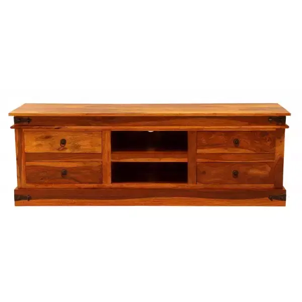 Fernsehtisch Jali 160x55x45 aus indischem Sheesham-Massivholz Echt
