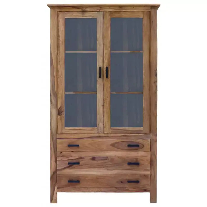 Ausverkauf Vitrine Rami 100x180x45 aus indischem Sheesham-Massivholz