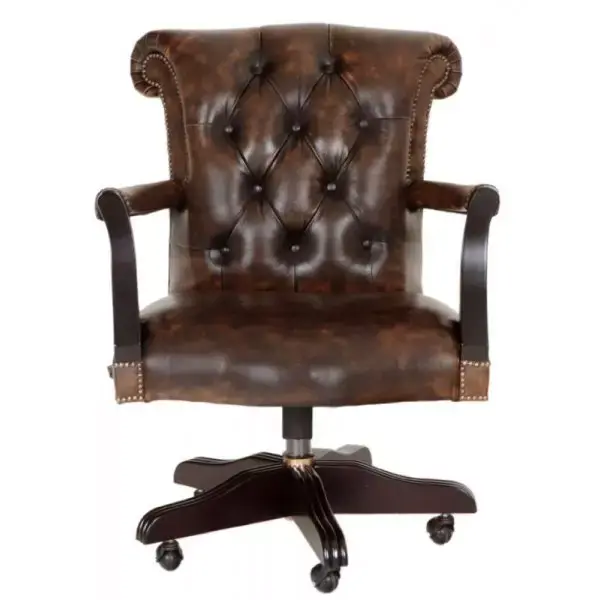 Bürostuhl Chesterfield Court aus echtem Rindsleder Whisky Knallerangebot