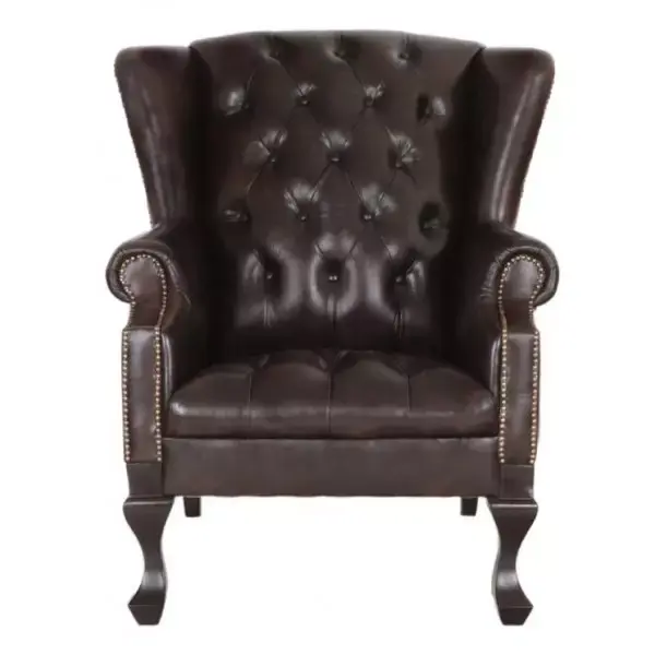 Sessel Chesterfield Chester aus echtem Rindsleder Braun Top-Angebot