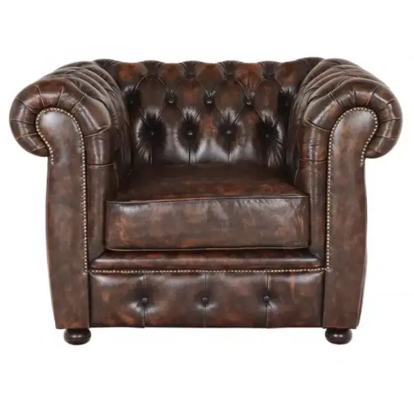 Einsitzer-Sofa Chesterfield Liverpool aus echtem Rindsleder Whisky Neue Kollektion