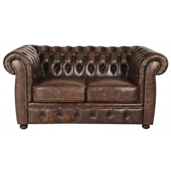 Letzte Chance Zweisitzer-Sofa Chesterfield Liverpool aus echtem Rindsleder Whisky