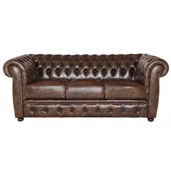 Dreisitzer-Sofa Chesterfield Liverpool aus echtem Rindsleder Whisky Online Kaufen