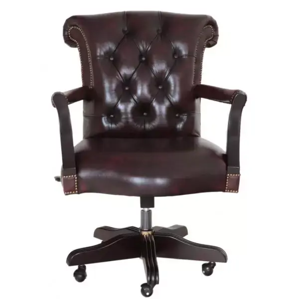 Expressversand Bürostuhl Chesterfield Court aus echtem Rindsleder New Red
