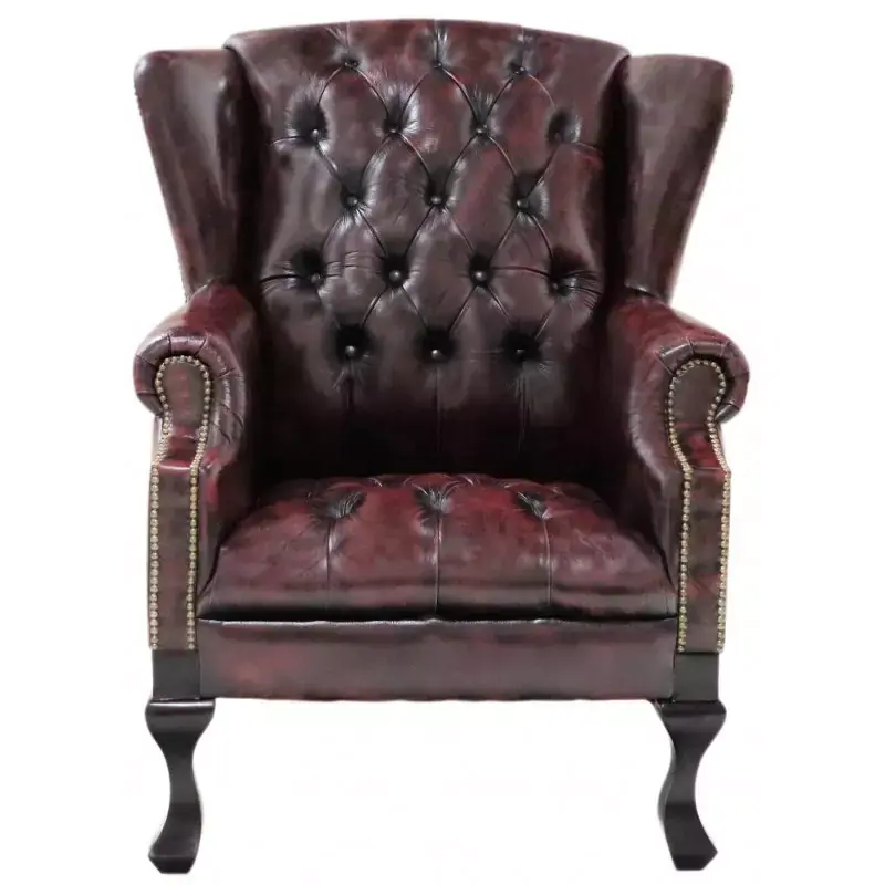 Letzte Chance Sessel Chesterfield Chester aus echtem Rindsleder New Red