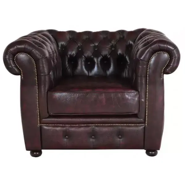 Einsitzer-Sofa Chesterfield Liverpool aus echtem Rindsleder New Red Neuheit