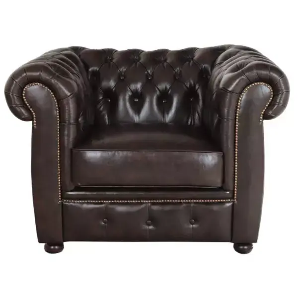Sonderaktion Einsitzer-Sofa Chesterfield Liverpool aus echtem Rindsleder Braun