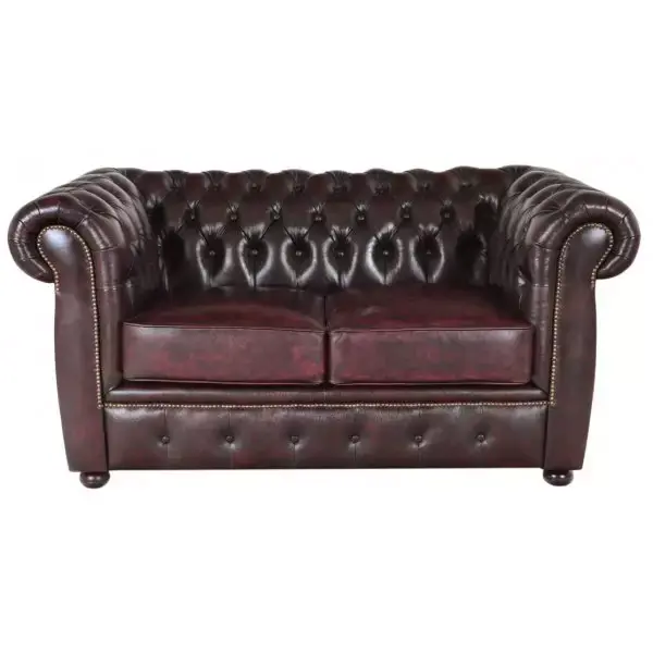 Zweisitzer-Sofa Chesterfield Liverpool aus echtem Rindsleder New Red Sonderangebot