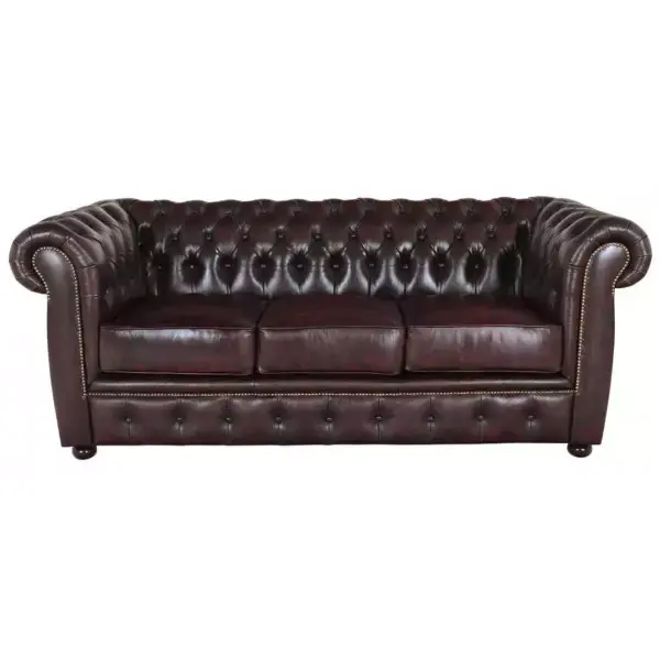 Dreisitzer-Sofa Chesterfield Liverpool aus echtem Rindsleder New Red Neue Kollektion