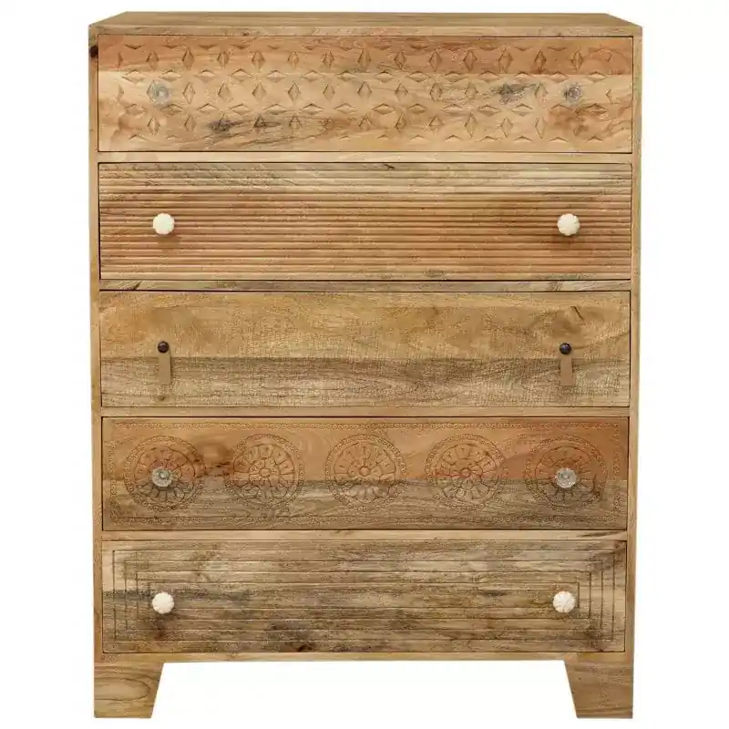 Kommode Manu 90x120x45 aus Mangoholz Begrenztes Angebot