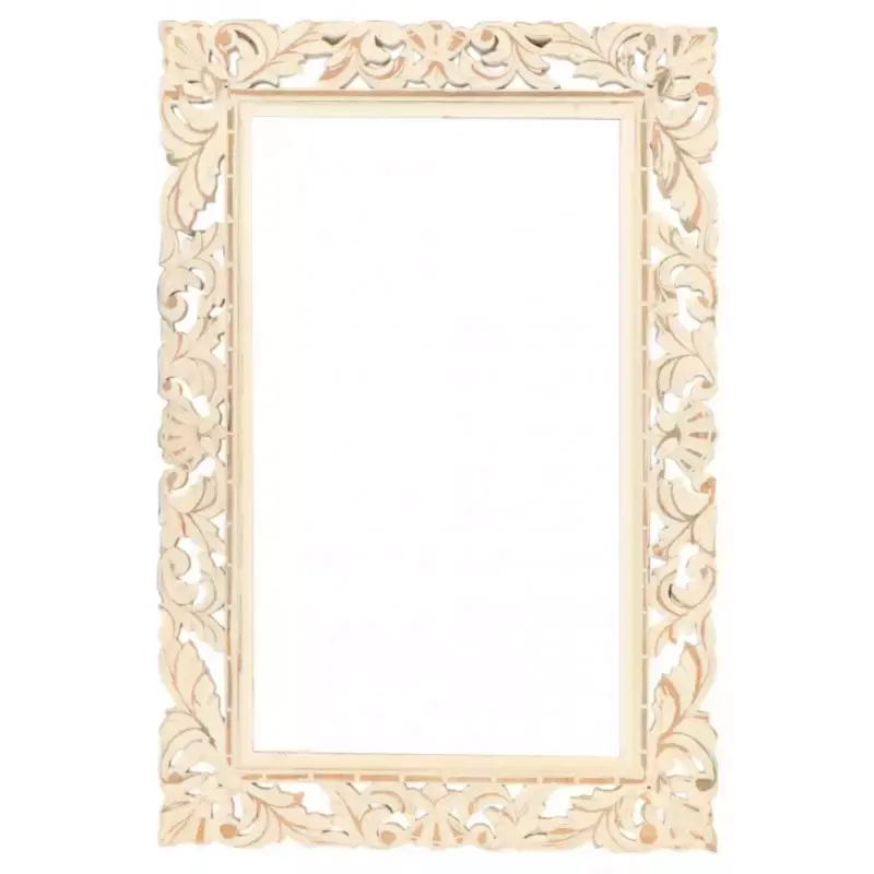 Heißes Angebot Spiegel Retro 60x90 handgeschnitzt aus Mango-Massivholz