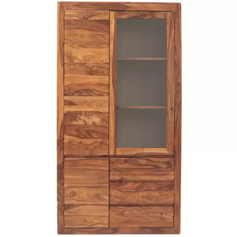 Vitrine Tina 100x190x45 aus Sheesham-Massivholz Schnäppchen