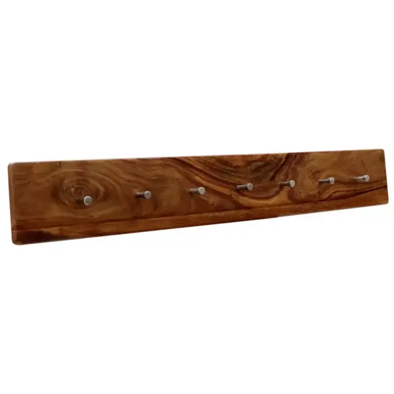 Heißes Angebot Wandgarderobe Tina mit 7 Haken 100x15x2,2 aus Sheesham-Massivholz
