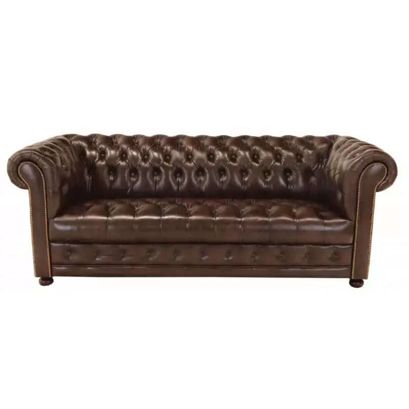 Dreisitzer-Sofa Chesterfield Manchester aus echtem Rindsleder Braun Zertifiziert