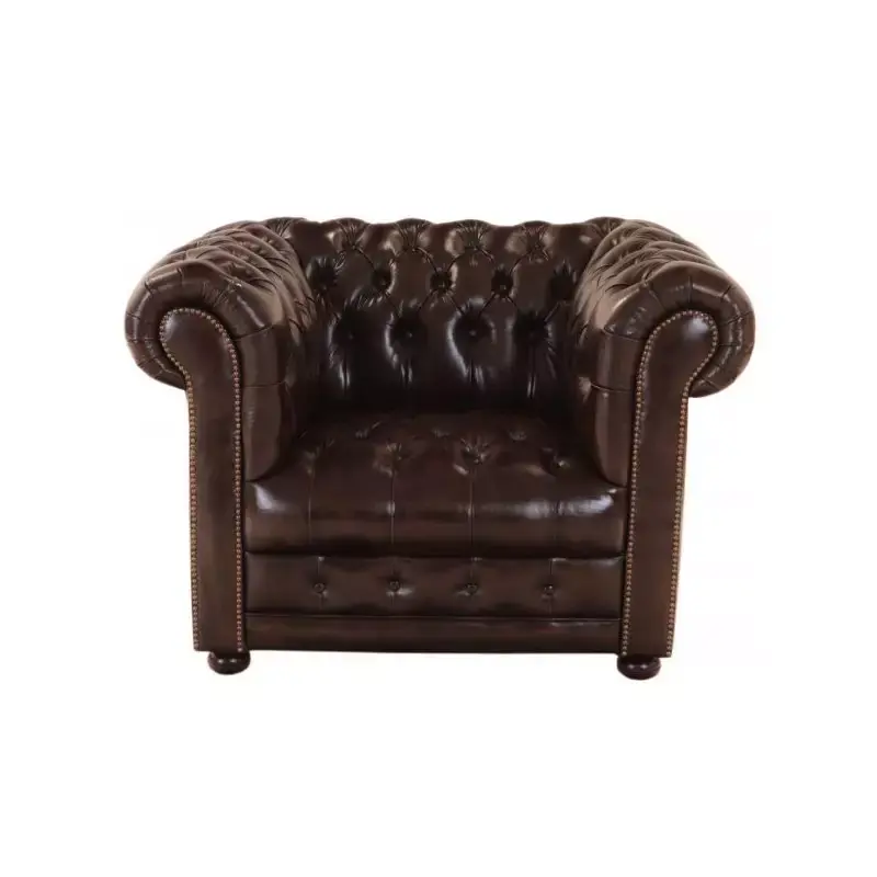Einsitzer-Sofa Chesterfield Manchester aus echtem Rindsleder Braun Kracherpreis