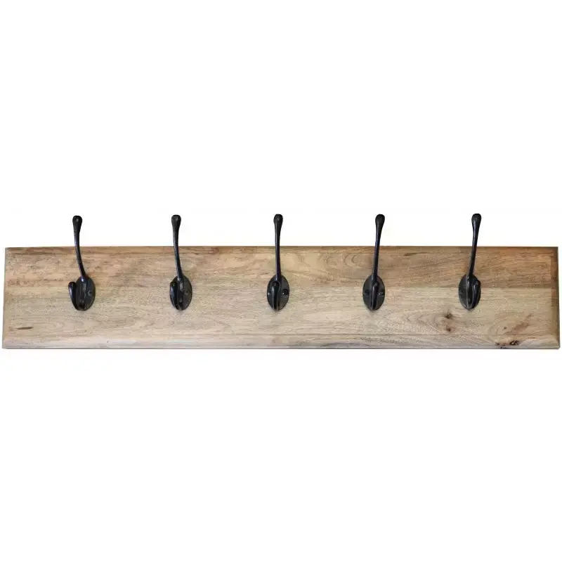 Top-Preis Wandgarderobe Devi mit 5 Haken 80x15x2,5 aus indischem Mango-Massivholz