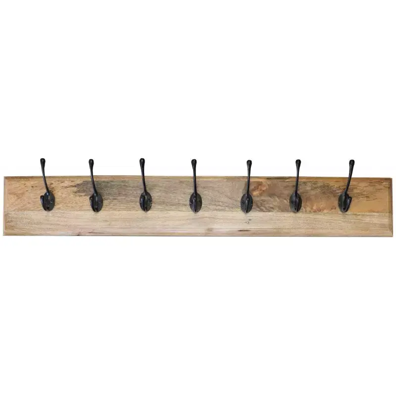 Meistverkauft Wandgarderobe Devi mit 7 Haken 100x15x2,5 aus indischem Mango-Massivholz