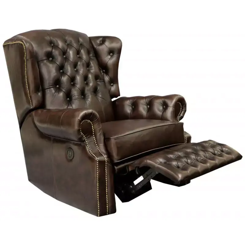 Meistverkauft Elektrischer Relaxsessel Chesterfield aus echtem Rindsleder – Braun | Luxuriöser Komfort