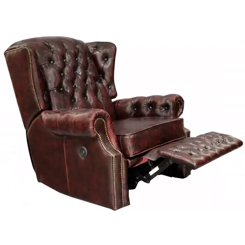 Elektrischer Relaxsessel Chesterfield Stunning aus echtem Rindsleder Red Geprüft