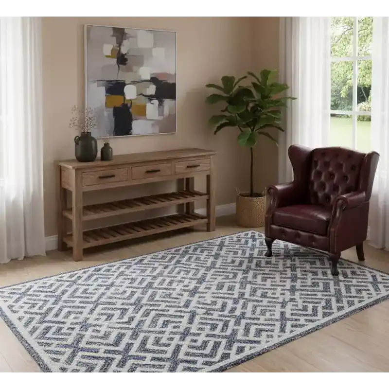 Teppich BOESMAN-III 120 × 180 cm aus echter Wolle und Baumwolle Super-Preis